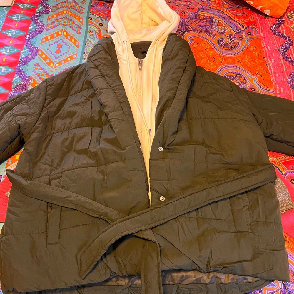 Blank NYC Olive Puffer Jacket with Hood